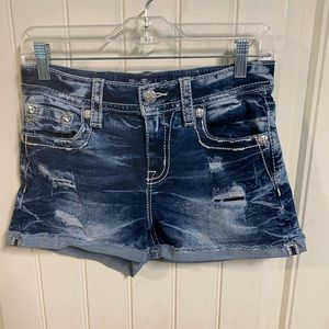 Miss Me Women's Mid Rise Size 27 Exposed Bandana and Star Printed Shorts